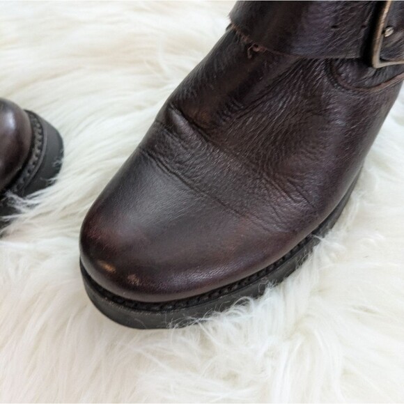 Frye Veronica Short Moto Boots Size 7.5 Dark Brown Leather Ankle Calf Booties - Picture 4 of 13